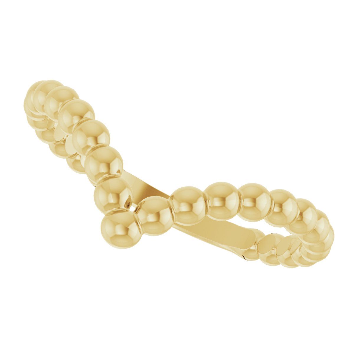 14K Yellow Beaded Stackable V Ring