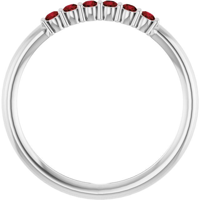 14K White Mozambique Garnet Stackable Ring   