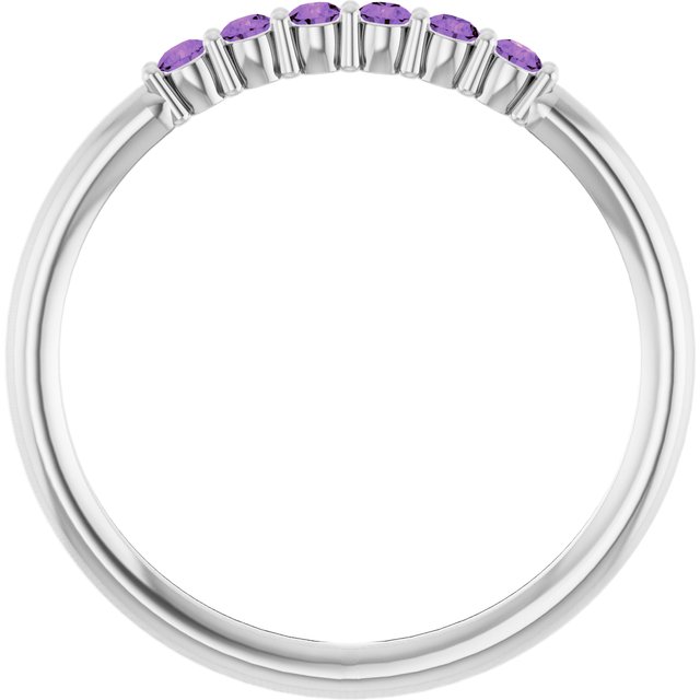 14K White Natural Amethyst Stackable Ring  