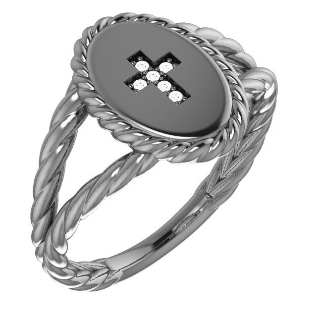 Sterling Silver .02 CTW Diamond Cross Ring