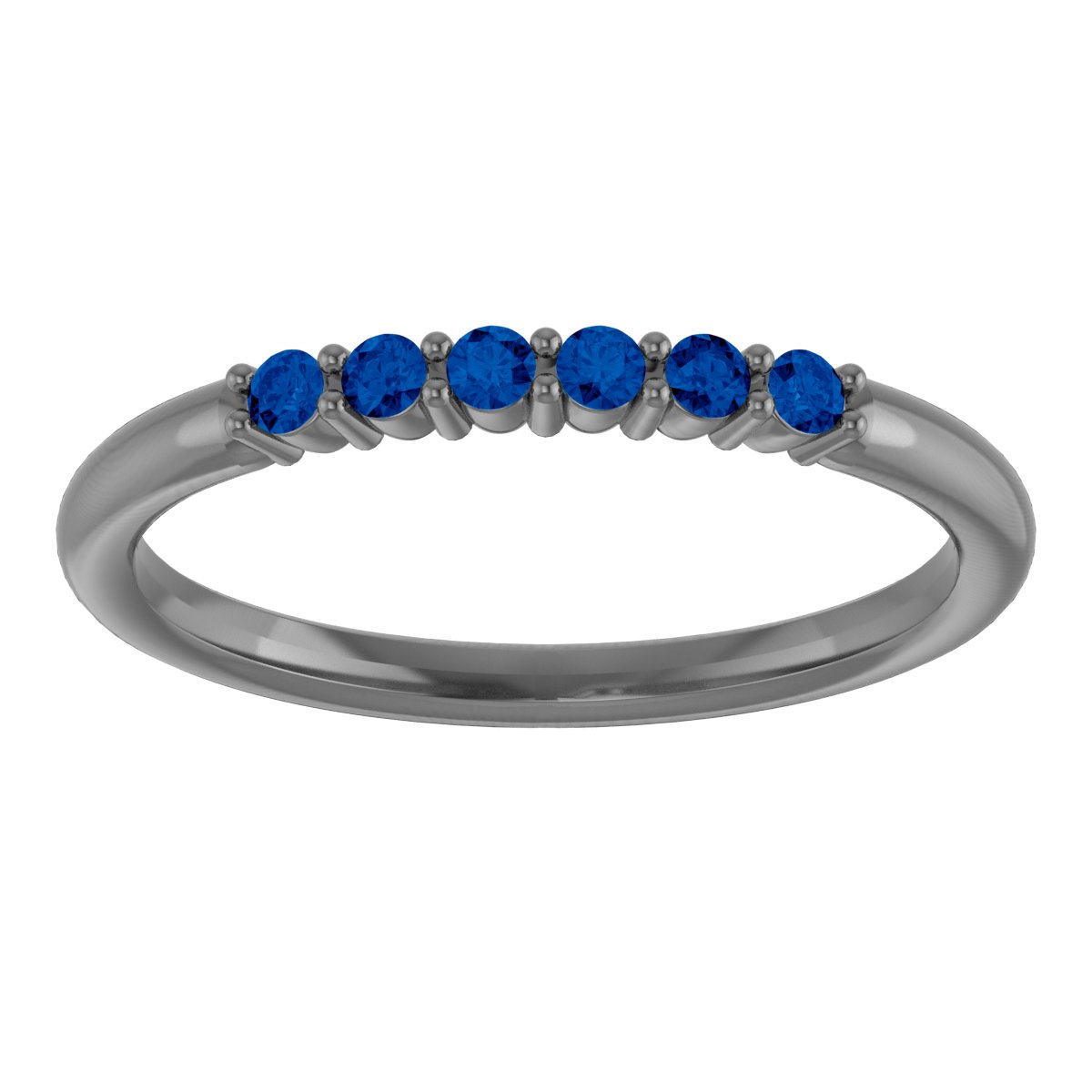 14K White Natural Blue Sapphire Stackable Ring