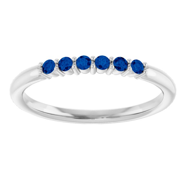 14K White Blue Sapphire Stackable Ring    