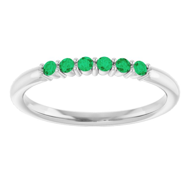 14K White Emerald Stackable Ring      