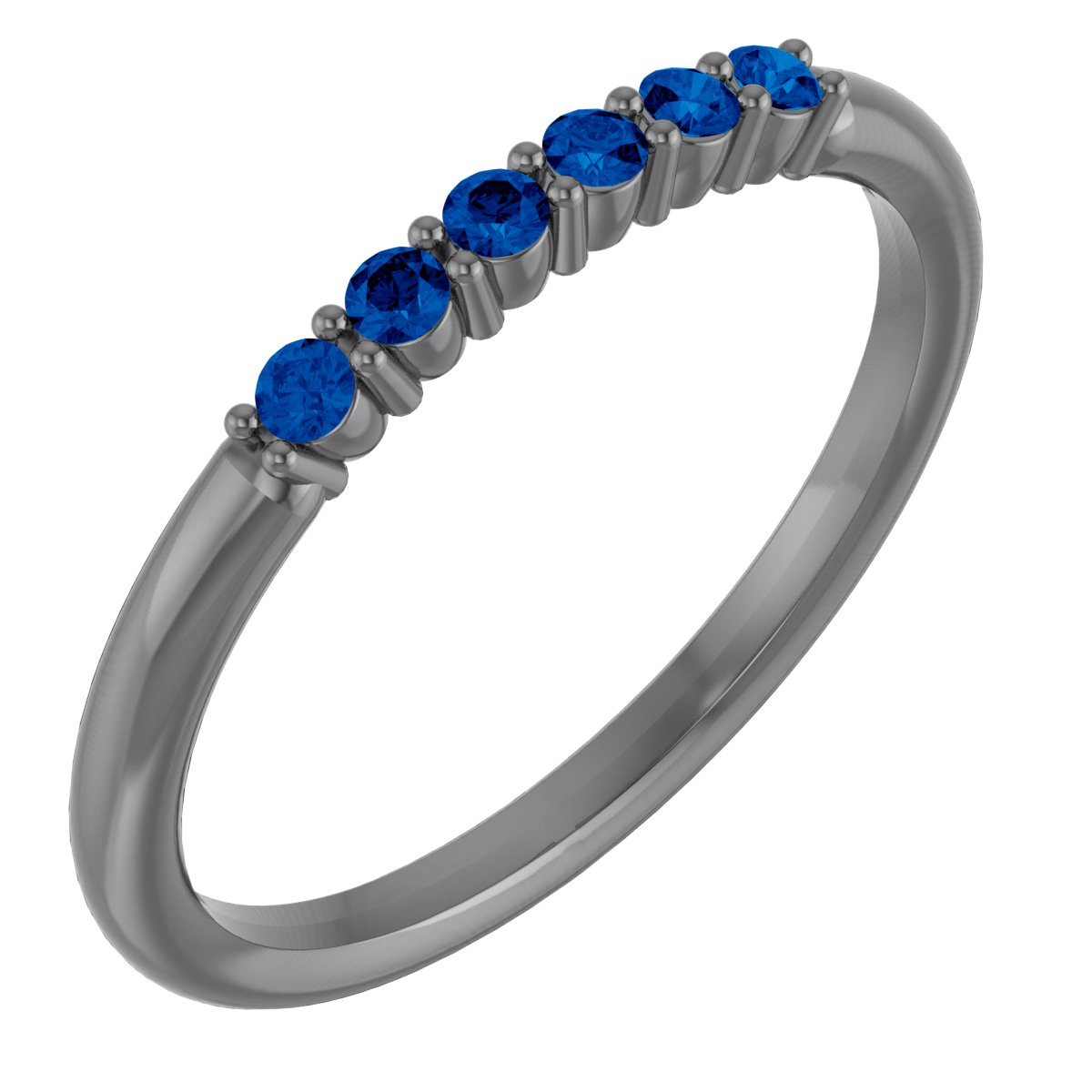 14K White Blue Sapphire Stackable Ring Ref 14621154