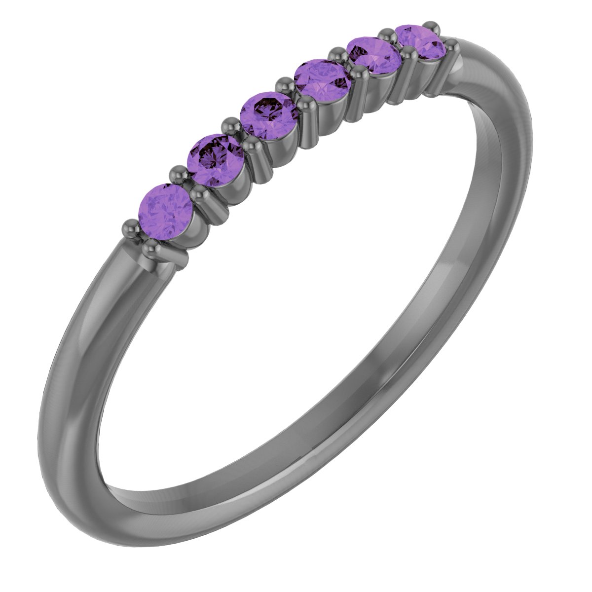 Sterling Silver Amethyst Stackable Ring Ref 14621505