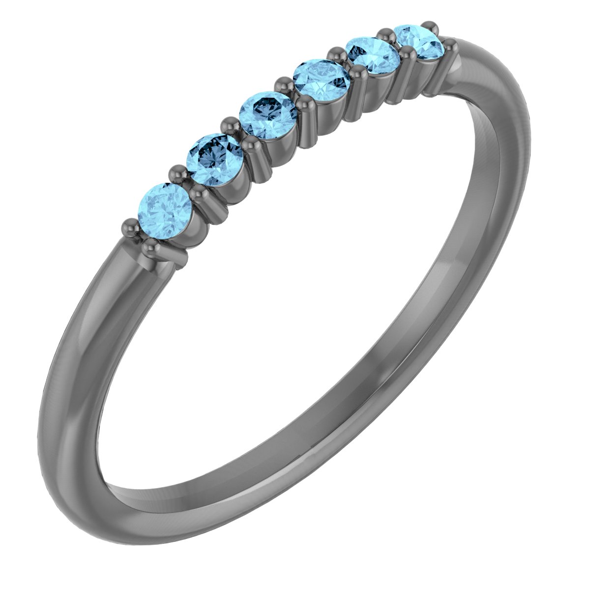 14K White Aquamarine Stackable Ring Ref 14621126