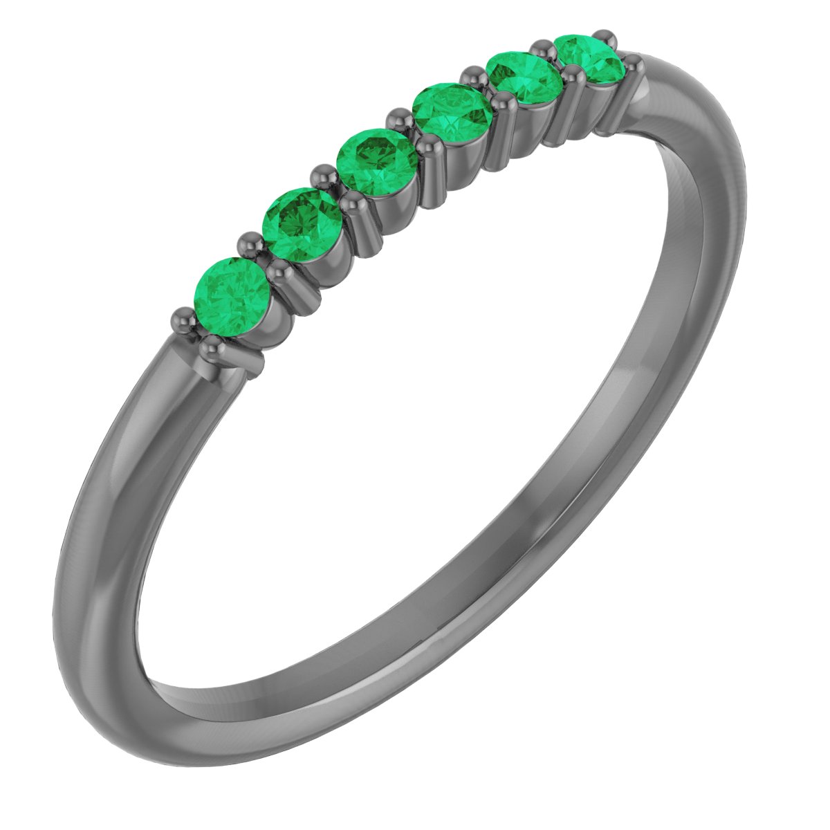 Sterling Silver Emerald Stackable Ring Ref 14621507