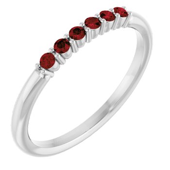 Sterling Silver Mozambique Garnet Stackable Ring Ref 14621504