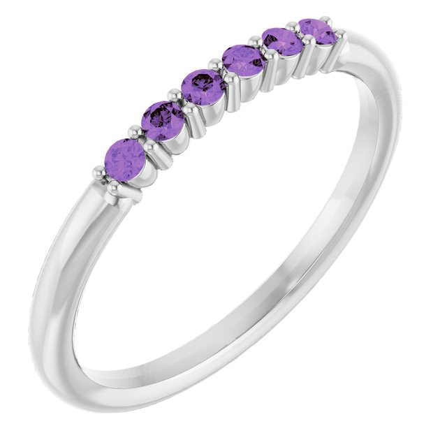 14K White Amethyst Stackable Ring  