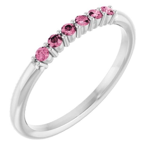 Platinum Natural Pink Tourmaline Stackable Ring