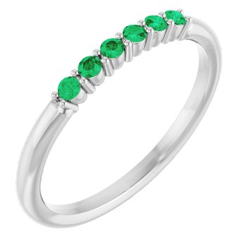 14K White Emerald Stackable Ring Ref 14621130