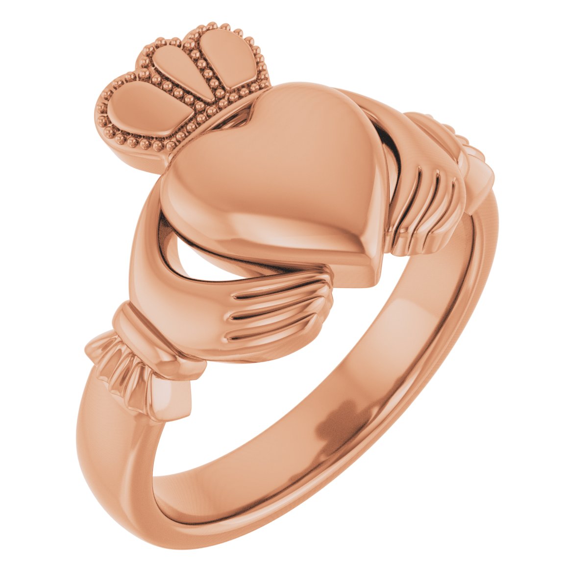 14K Rose 8.5 mm Claddagh Band Size 6