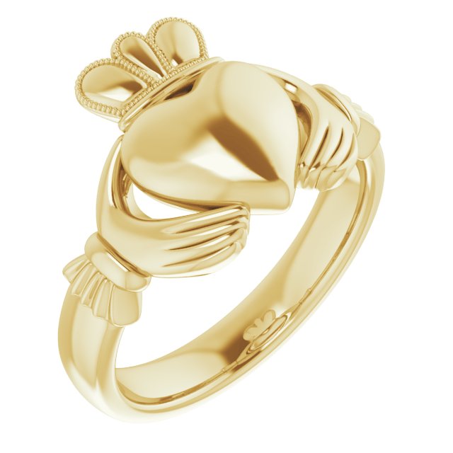 14K Yellow 10.5 mm Claddagh Ring Size 7