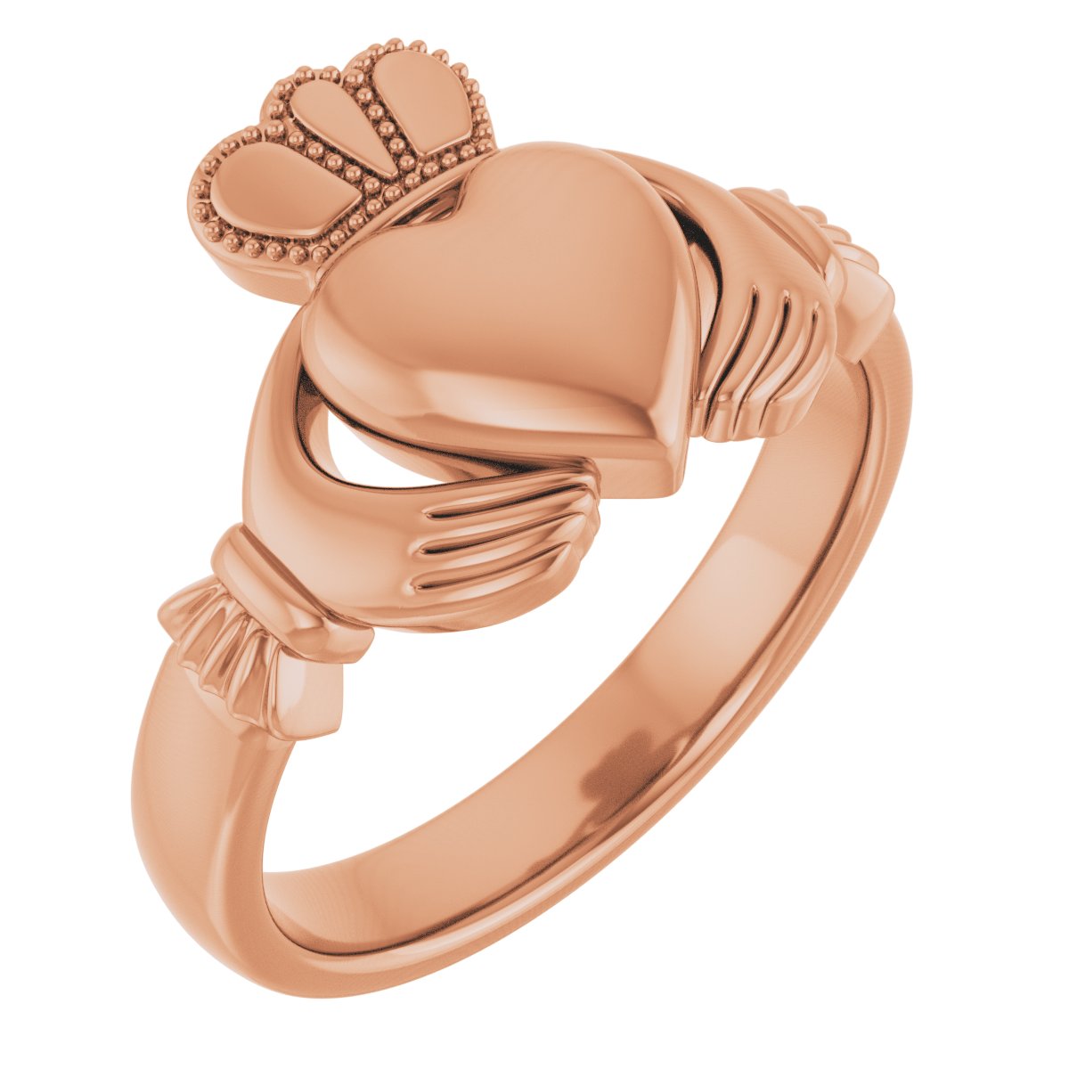 14K Rose 8.5 mm Claddagh Band Size 8