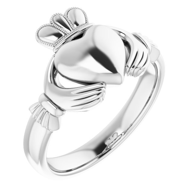 Sterling Silver 10.5 mm Claddagh Band Size 11