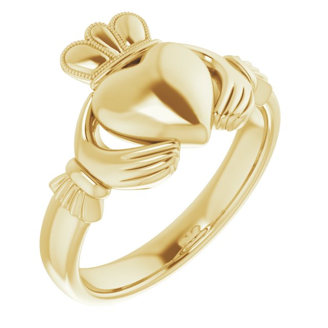 14K Yellow 8.5 mm Claddagh Ring Size 7