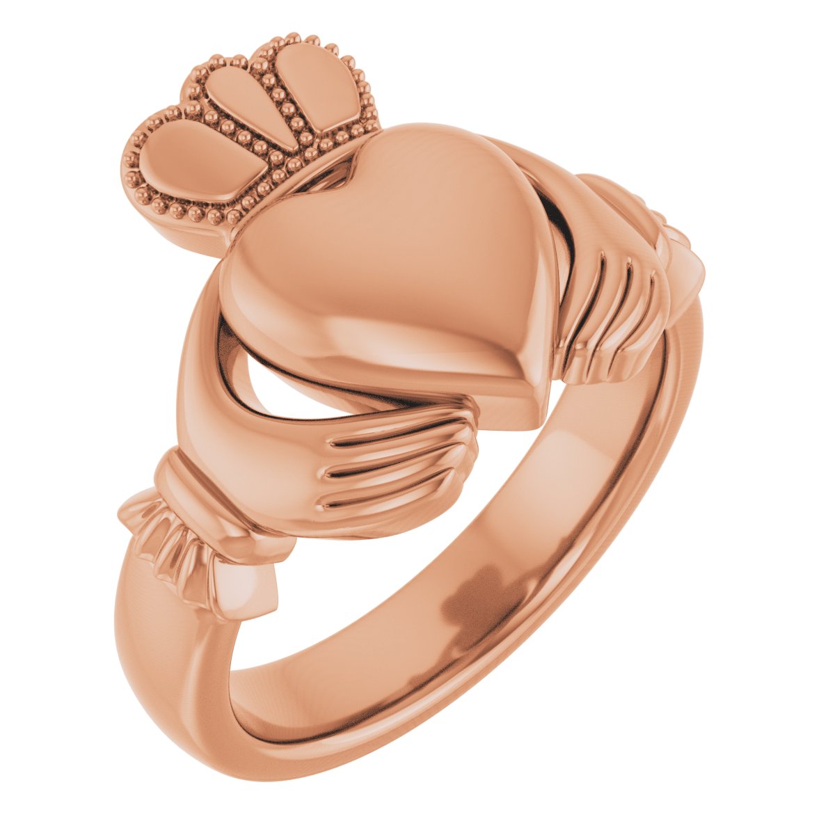 14K Rose 8.5 mm Claddagh Band Size 4