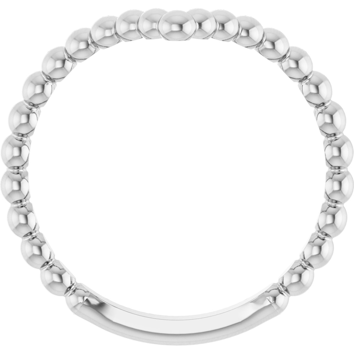 14K White Beaded Stackable V Ring