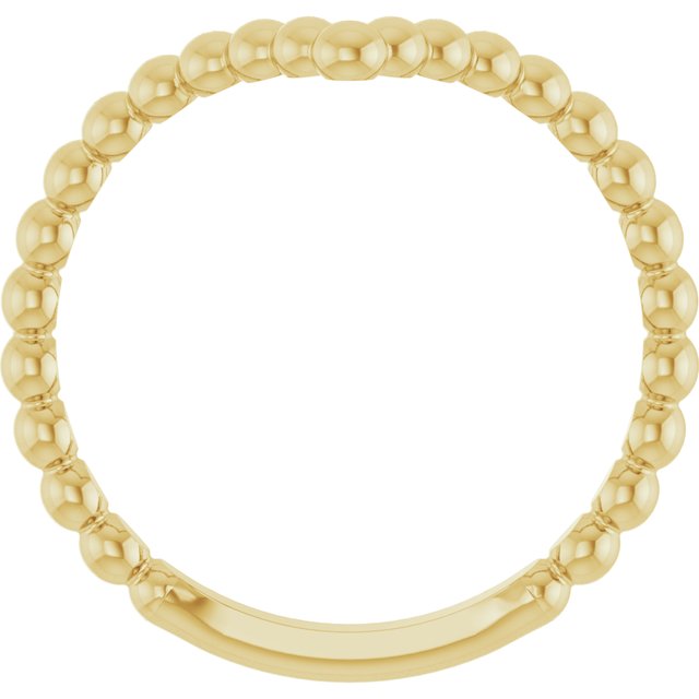 14K Yellow Beaded Stackable V Ring