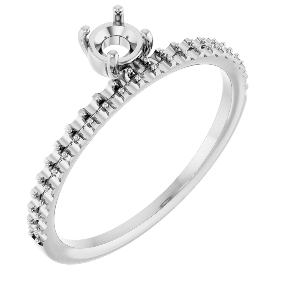 14K White 1/2 CTW Natural Diamond Asymmetrical Stackable Ring  