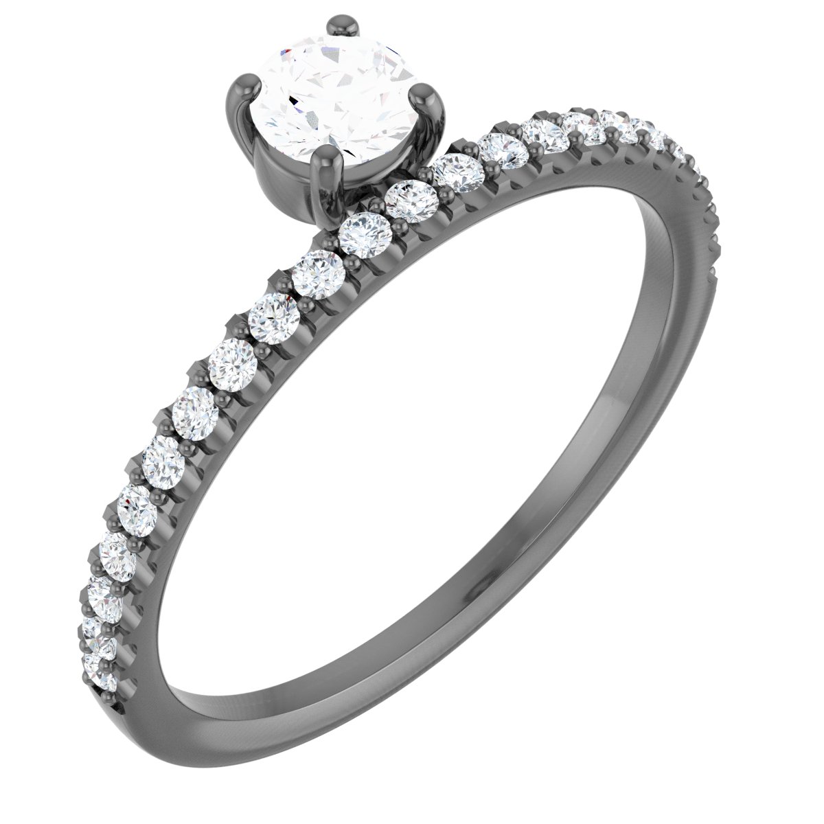 14K White 1/2 CTW Natural Diamond Asymmetrical Stackable Ring  