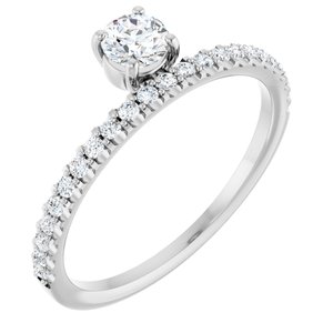 14K White 1/2 CTW Natural Diamond Asymmetrical Stackable Ring  
