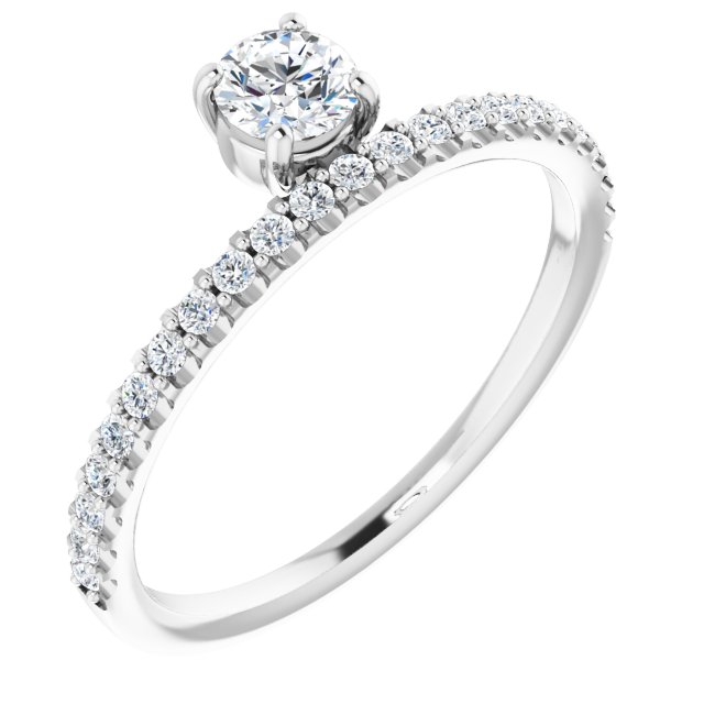 14K White 1/2 CTW Diamond Asymmetrical Stackable Ring  
