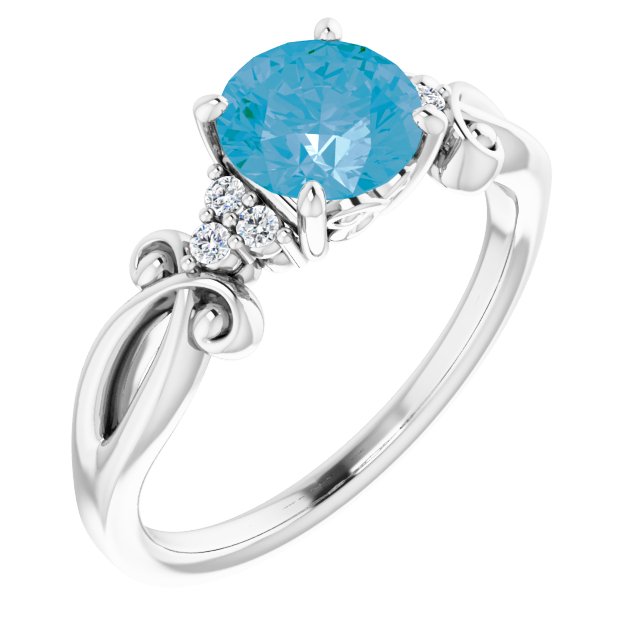 Platinum Natural Swiss Blue Topaz & .06 CTW Natural Diamond Ring