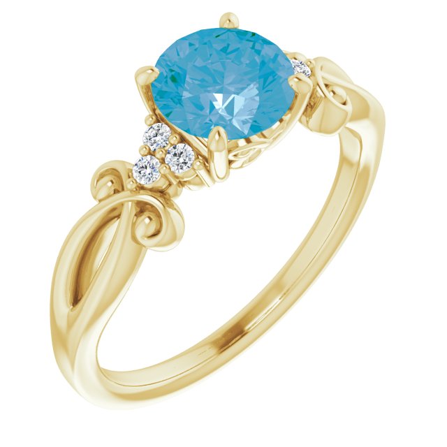 14K Yellow Natural Swiss Blue Topaz & .06 CTW Natural Diamond Ring