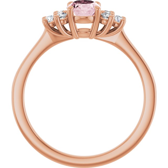 14K Rose Natural Pink Morganite & 1/5 CTW Natural Diamond Ring