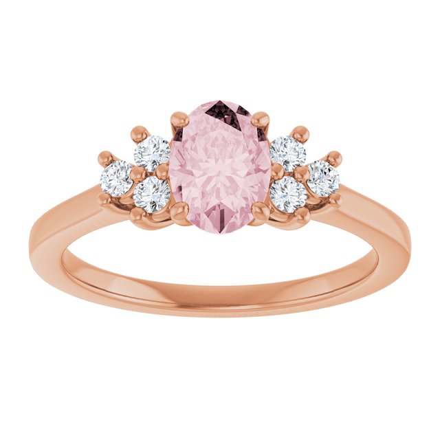 14K Rose Natural Pink Morganite & 1/5 CTW Natural Diamond Ring
