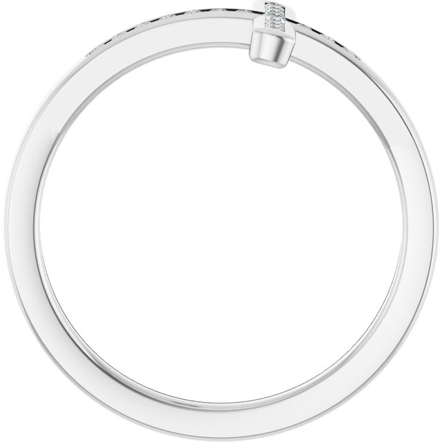 14K White 1/10 CTW Diamond Sideways Cross Ring 