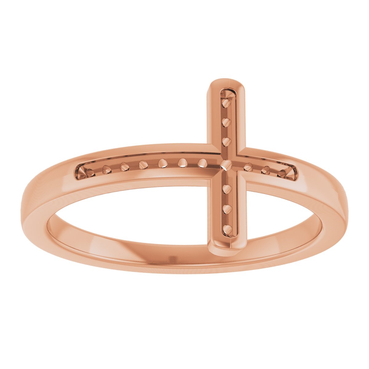 14K Rose 1/10 CTW Natural Diamond Sideways Cross Ring