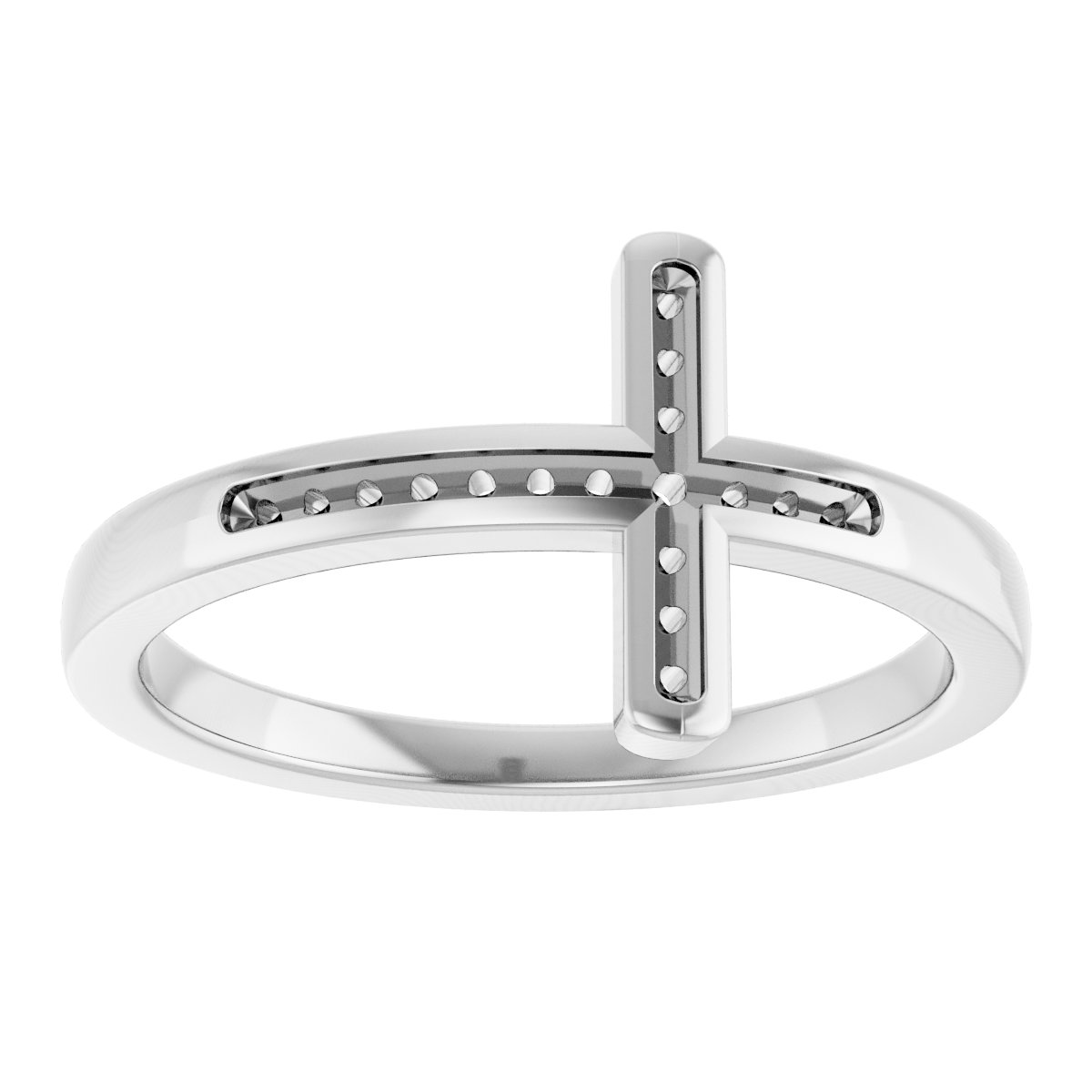 Sterling Silver 1/10 CTW Natural Diamond Sideways Cross Ring