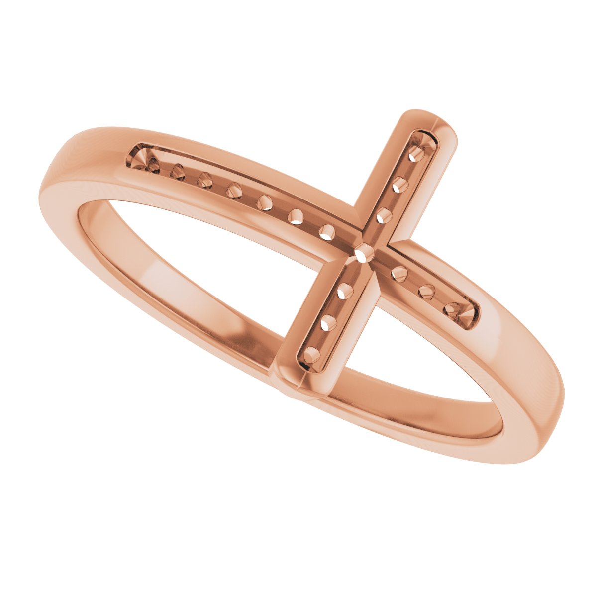 14K Rose 1/10 CTW Natural Diamond Sideways Cross Ring