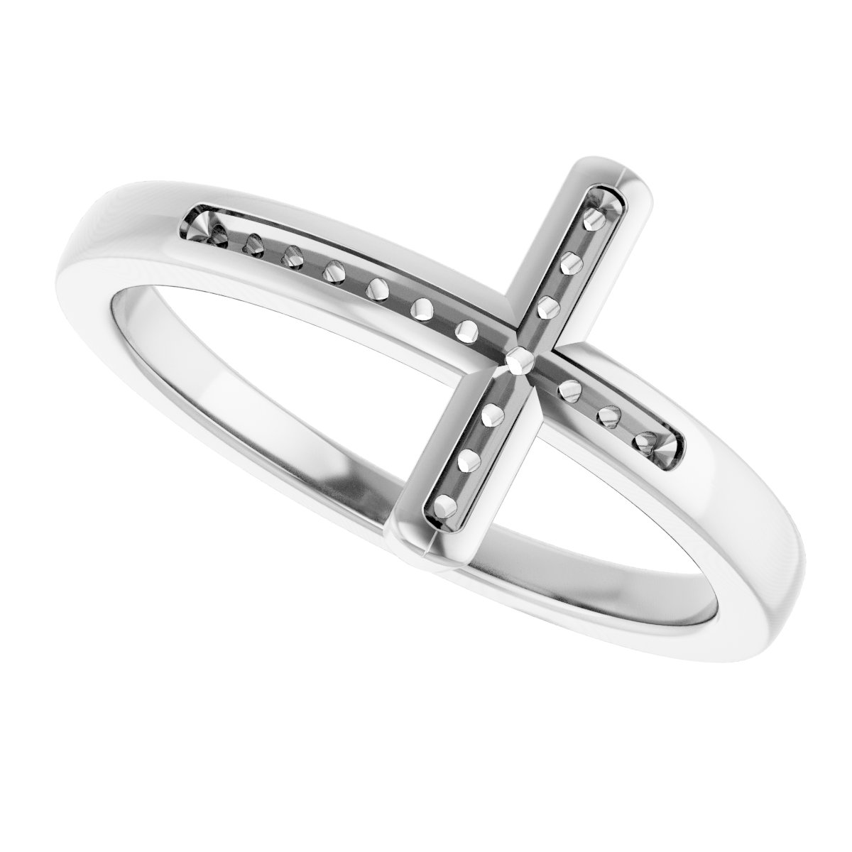 14K White 1/10 CTW Natural Diamond Sideways Cross Ring