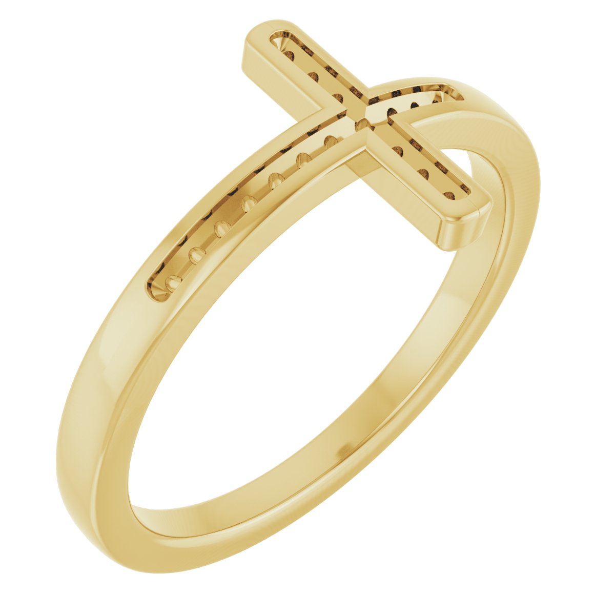 14K Yellow 1/10 CTW Diamond Sideways Cross Ring