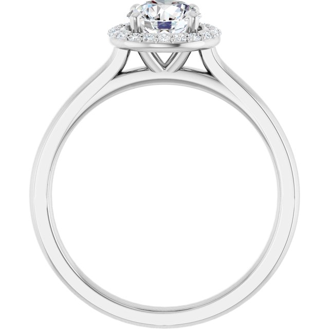 14 K White Gold Halo Engagement Ring - Image 2