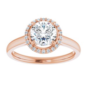 14K Rose 6.5 mm Round Forever Oneâ„¢ Moissanite & 1/10 CTW Diamond Engagement Ring  