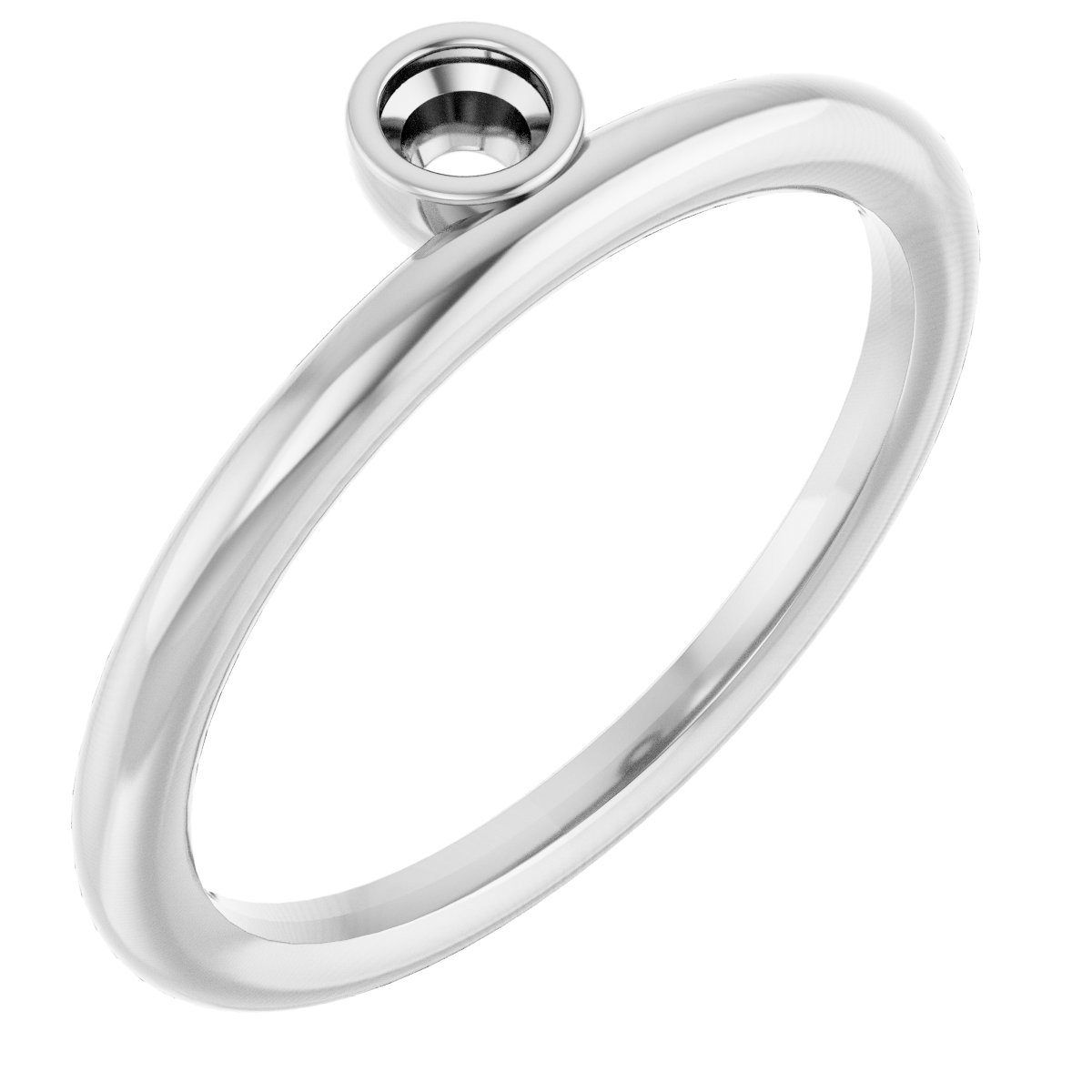 Sterling Silver 1/10 CT Diamond Asymmetrical Stackable Ring 