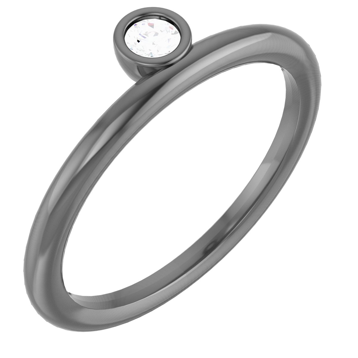 14K White 1/10 CT Diamond Asymmetrical Stackable Ring 