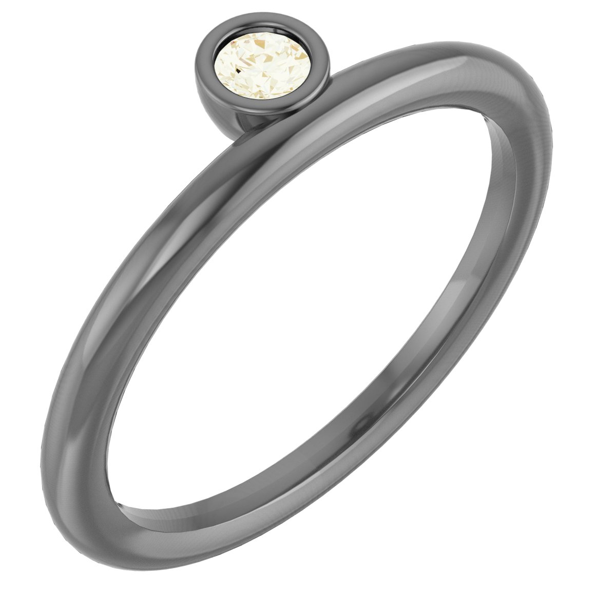 14K Yellow 1/10 CT Diamond Asymmetrical Stackable Ring 