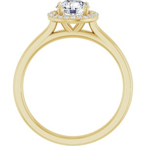 14K Yellow 6 mm Round Forever One™ Moissanite & 1/10 CTW Diamond Engagement Ring