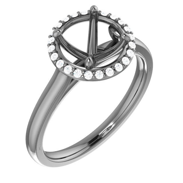 7.4 mm Round 0.10 CTW Natural Diamond Semi Set Engagement Ring