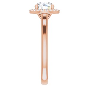 14K Rose 6.5 mm Round Forever Oneâ„¢ Moissanite & 1/10 CTW Diamond Engagement Ring  