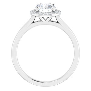 14K White 6.5 mm Round Forever Oneâ„¢ Moissanite & 1/10 CTW Diamond Engagement Ring  