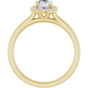 14K Yellow 7x5 mm Oval Forever Oneâ„¢ Moissanite & 1/10 CTW Diamond Engagement Ring  