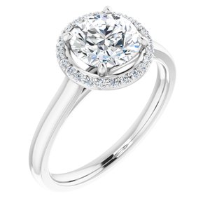 14K White 7 mm Round Forever One™ Moissanite & 1/10 CTW Diamond Engagement Ring
