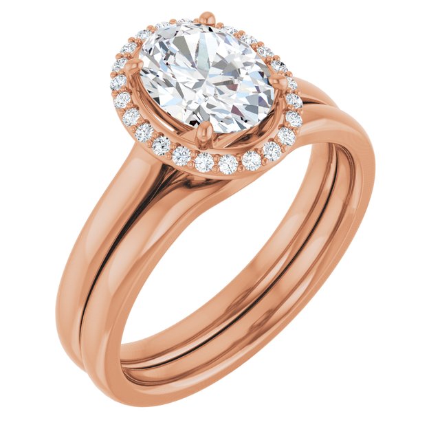 14 K Rose Gold Halo Engagement Ring - Image 6
