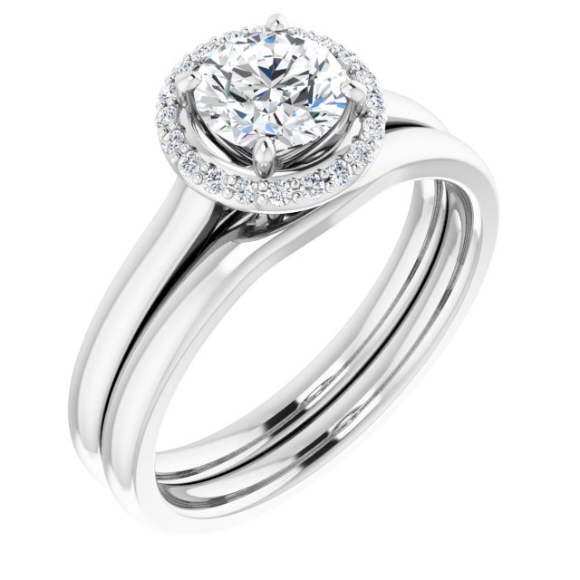 14 K White Gold Halo Engagement Ring - Image 6